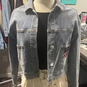 Embellished Gray Denim Jacket